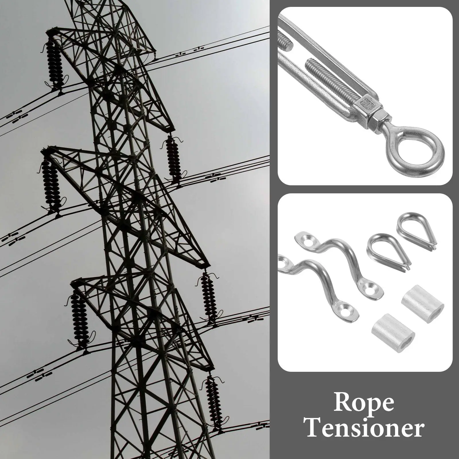 Eye and Eye Turnbuckle Stainless Steel Adjustable Length 13Cm Minimum Rope Tensioner Wire Tensioning Strainer for Steel Cable