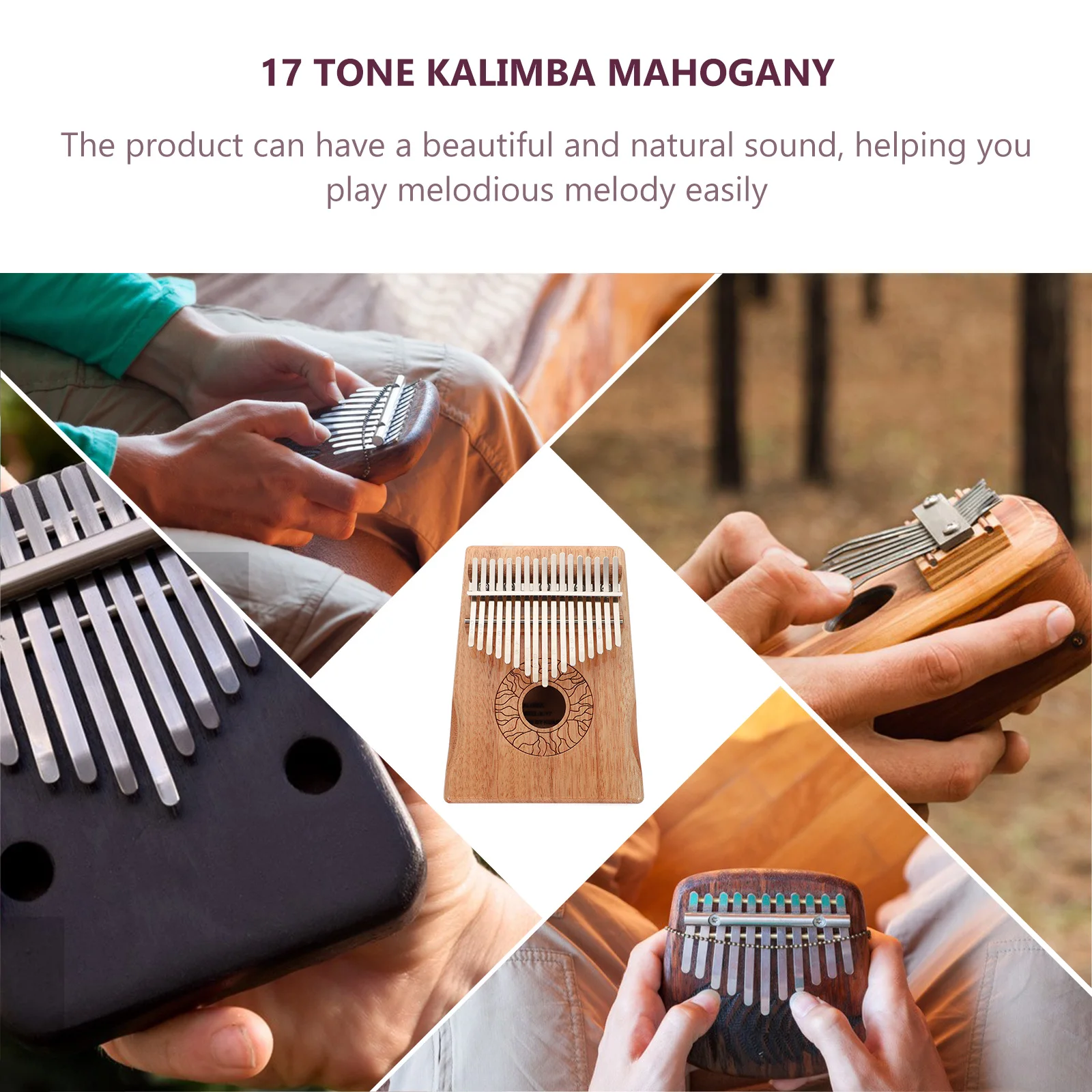 

17 tone Kalimba Mini Music Instrument Durable Thumb Piano Portable Beginner Friendly Bright Sound Design