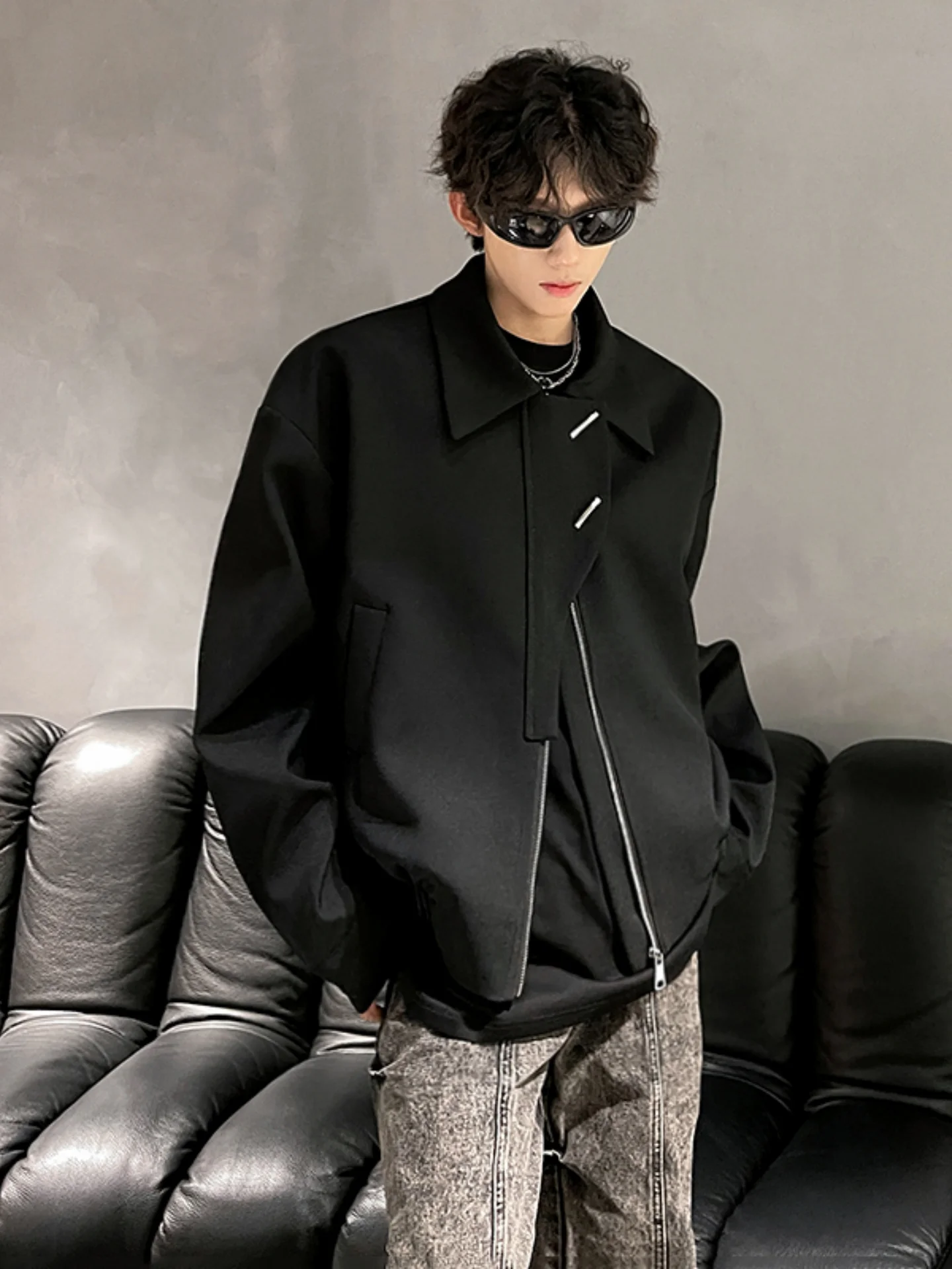 

Мужская повседневная куртка Bla Casual Collar Jaet в уличном стиле, тренд Old Money, осенняя, ветрозащитная, на молнии, укороченная