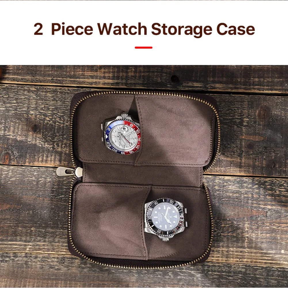 Watch Storage Bag,Portable Bracelet Travel Watch Organizer,Crazy Horse Storage Case Leather Perfect Gifts for Family or Friend