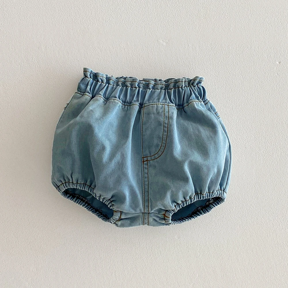 Baby Denim Bloomers Shorts Neugeborene Weiche Gemütliche Baumwolle Kleinkind Jungen Mädchen Sommer Shorts Hosen Rüschen Taille Kinder Kleidung 0-3T – Detail 9