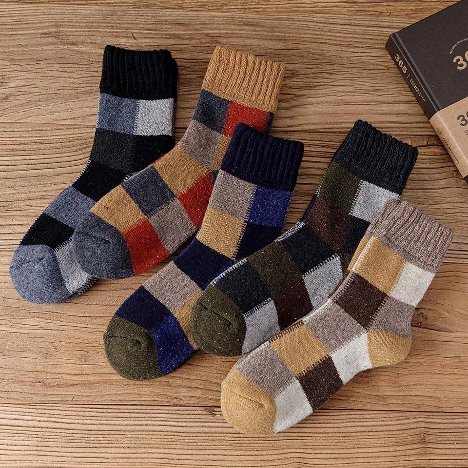 Polar Winter Warm Socks Man Super Thicker Solid Merino Wool Rabbit Heated Happy Socks Men Against Cold Snow Male Sock Pair