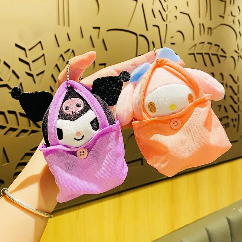Mini Mochila Sanrio, Llavero de Peluche con Personajes de Cinnamoroll, Kuromi y Hello Kitty, Colgante de Muñeca de Peluche, Llavero de Dibujos Animados, Colgantes para Bolsos