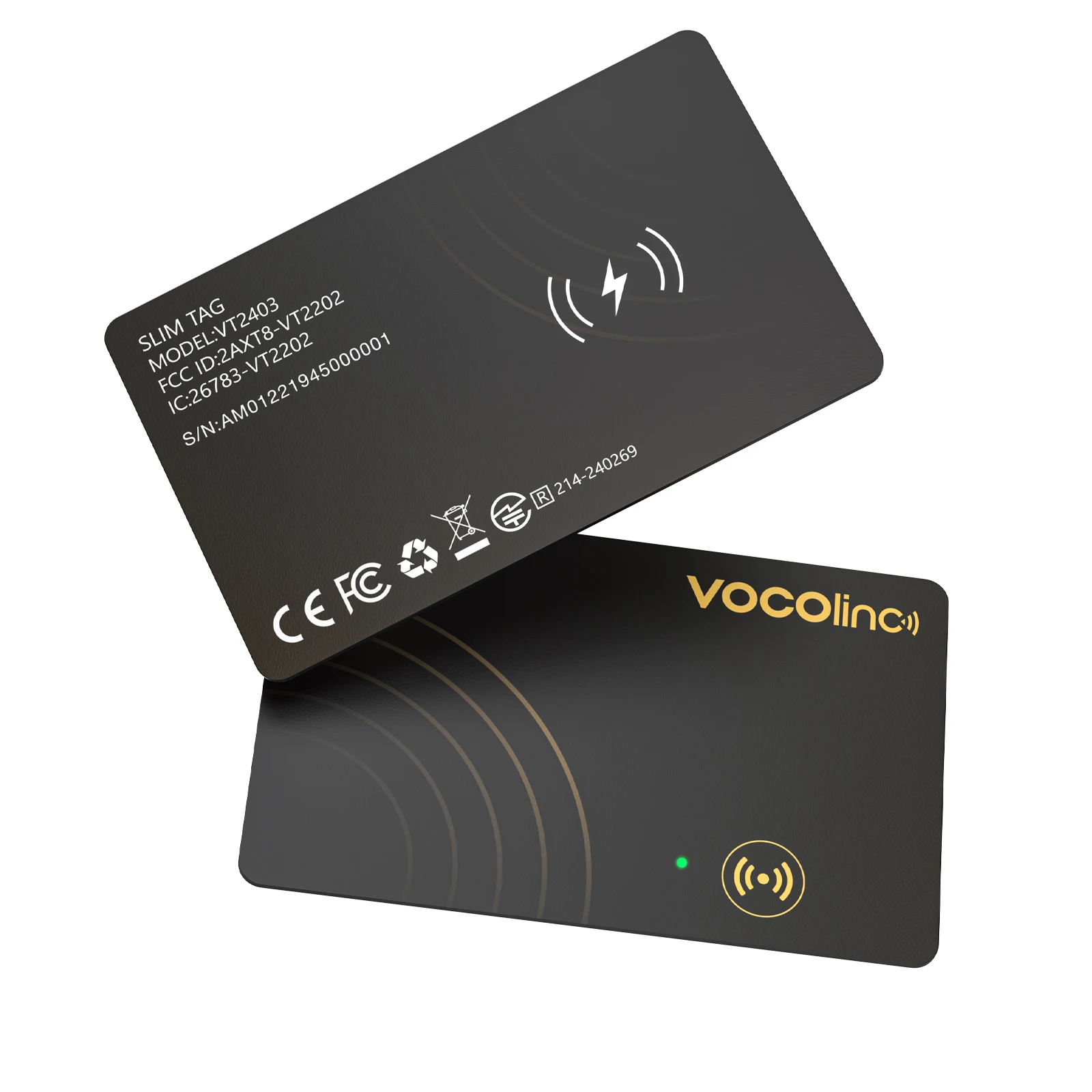 1Pcs VOCOlinc Wireless Charging Wallet Tracking Card Tag, Smart Bluetooth Car Locator, Item Finder, Use with Find My (iOS Only)