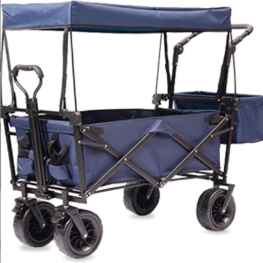 Outdoor Double-layer Enlarged Camping Cart With Trailer, Foldable and Gathering, Travel Hand Push Collapsible/wagon