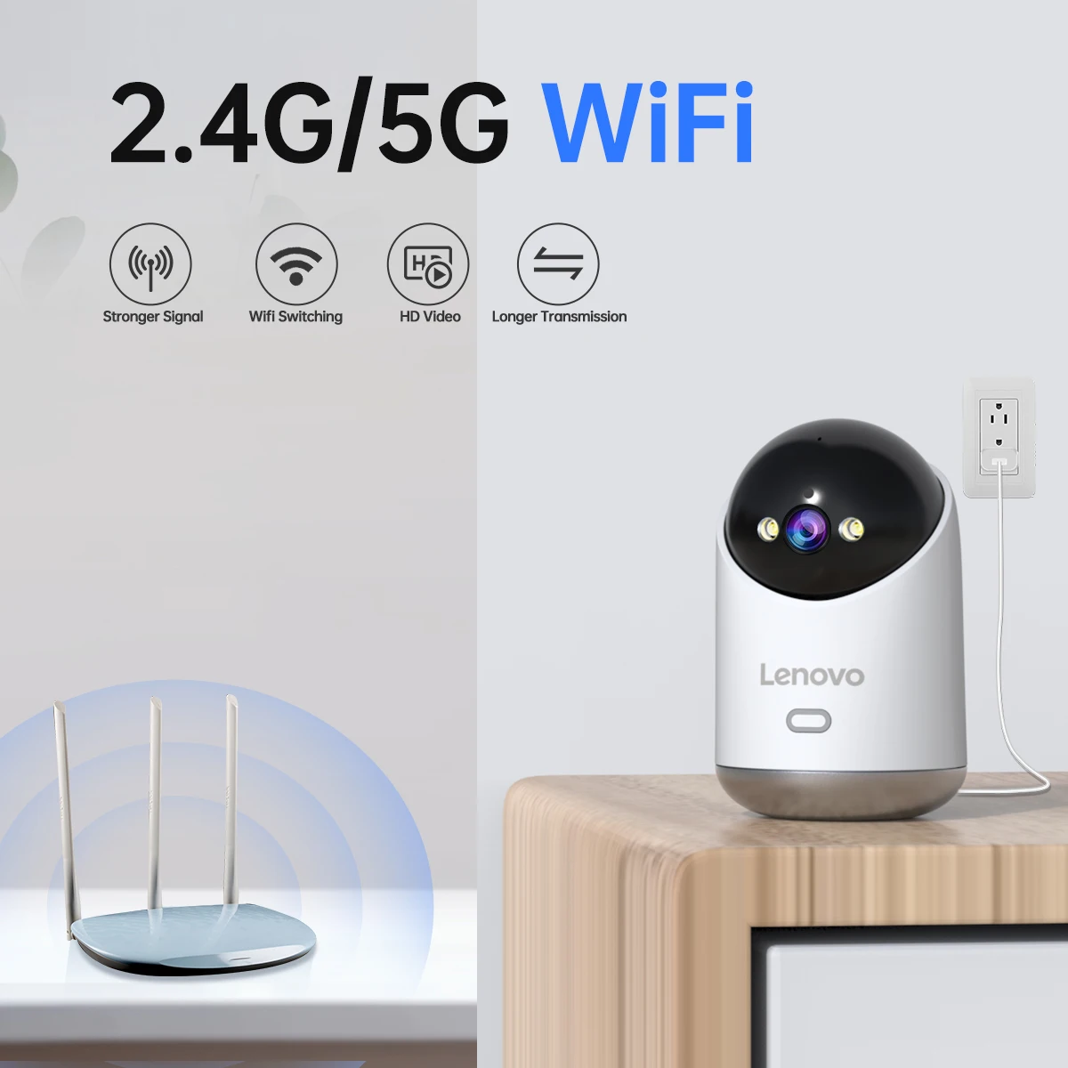 Lenovo 5MP HD IP Camera Home WIFI Security Cameras PTZ Motion Detection 2-Way Audio for Baby/Pet Monitor Surveillance Camera