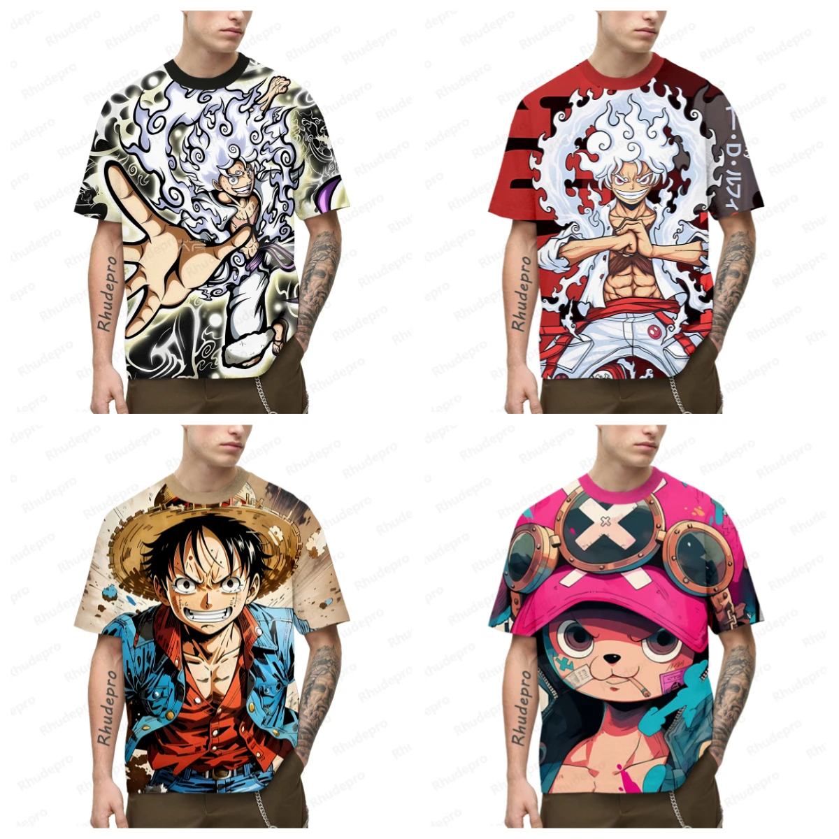 ワンピース夏メンズアニメ 3D 印刷コスプレ Tシャツ女性と子供のストリート Tシャツラージトップ 2025/6 特大