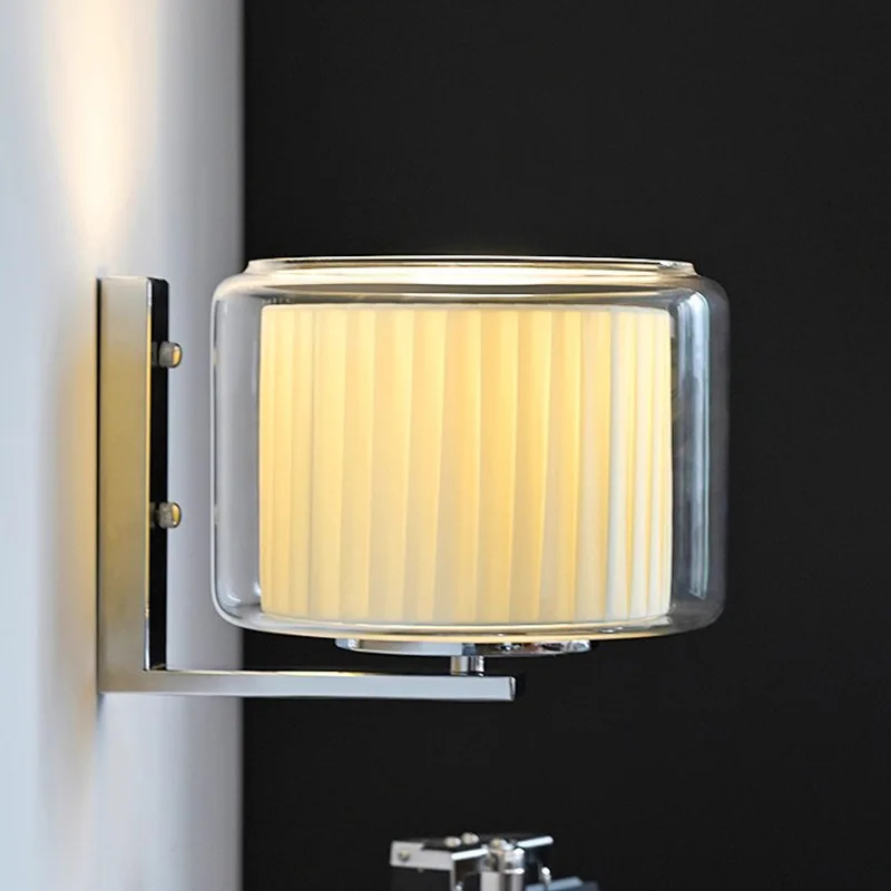 Carbon Steel Tricolor Wall Light Corridor Bedroom Bedside Wall Lamp Modern Minimalist Glass Mood