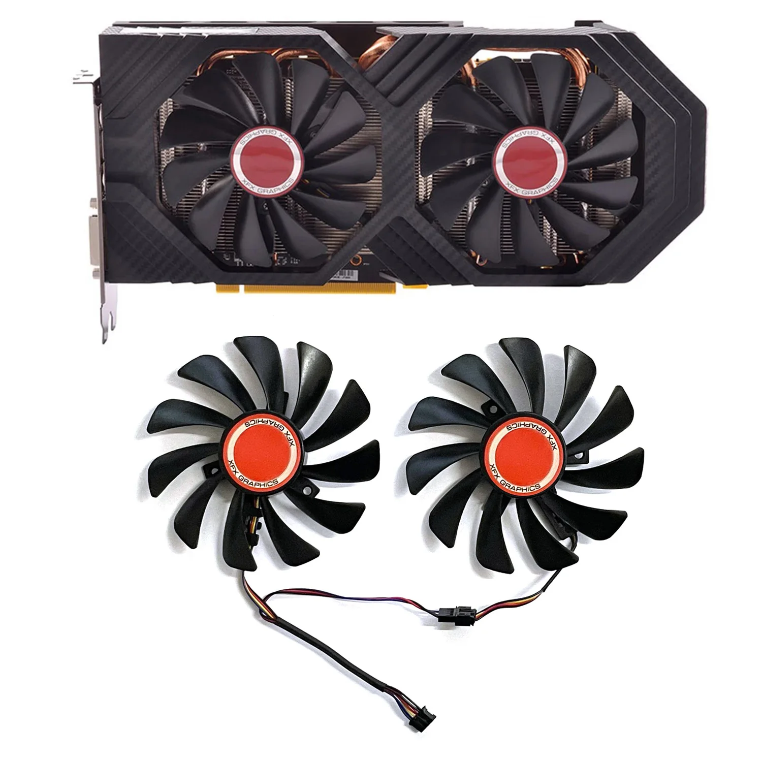 XFX RX 590 580 VGA 비디오 카드 냉각 FDC10U12S9-C CF1010U12S 95mm RX580 RX590 GME GPU 쿨러 팬