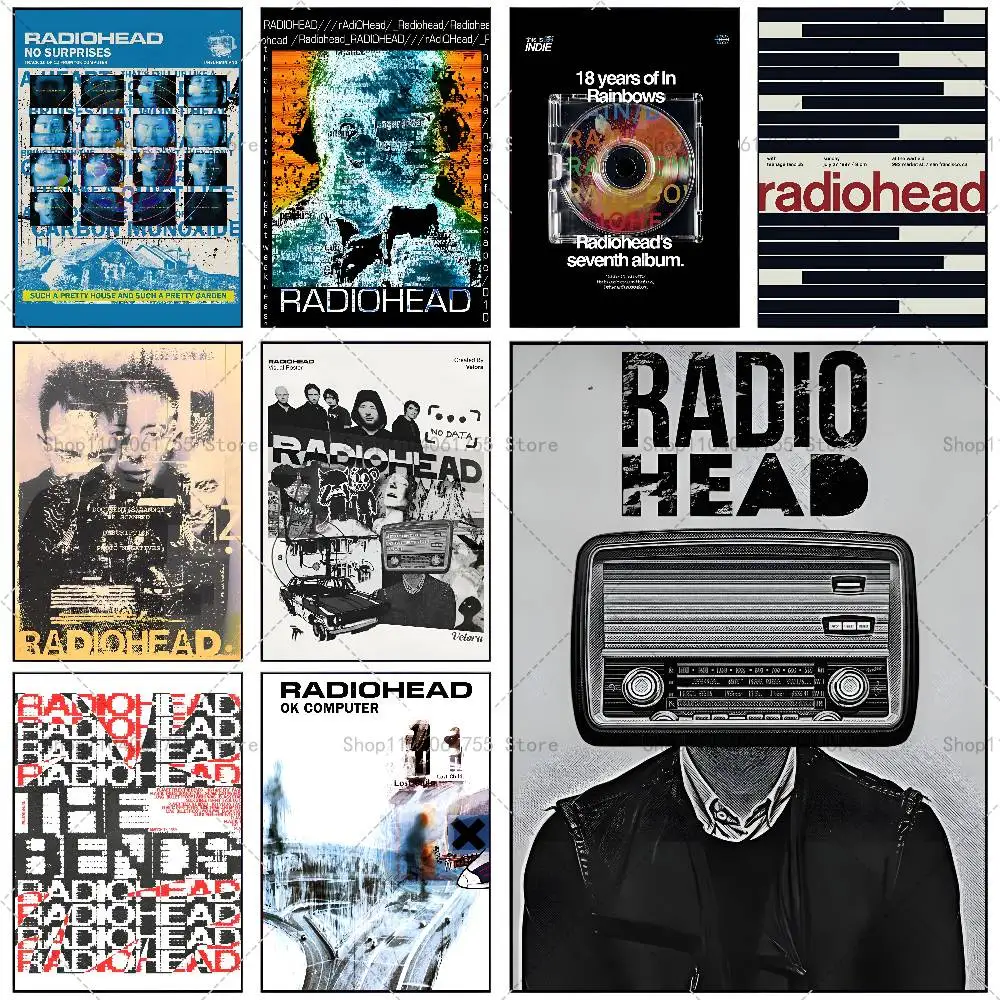 Rock Band Radiohead Music Poster Self-adhesive Art Waterproof Paper Sticker Coffee House Bar Room Wall Decor