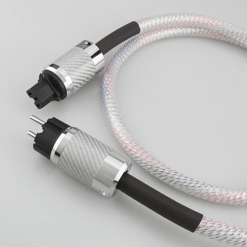 HIFI 9/12/15 cores Schuko كابل الطاقة الاتحاد الأفريقي/الولايات المتحدة/الاتحاد الأوروبي سلك الطاقة مع قابس ألياف الكربون لمضخم الصوت مشغل أقراص مضغوطة