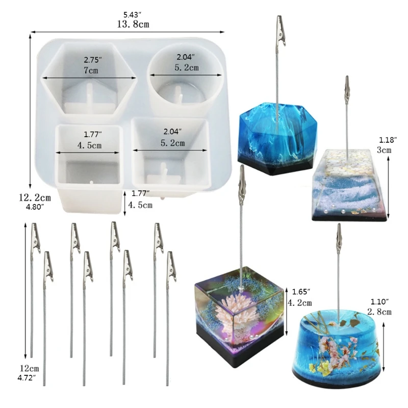 Molde resina 3D para colocar tarjeteros, molde Clip número fotos fundición epoxi silicona para centros