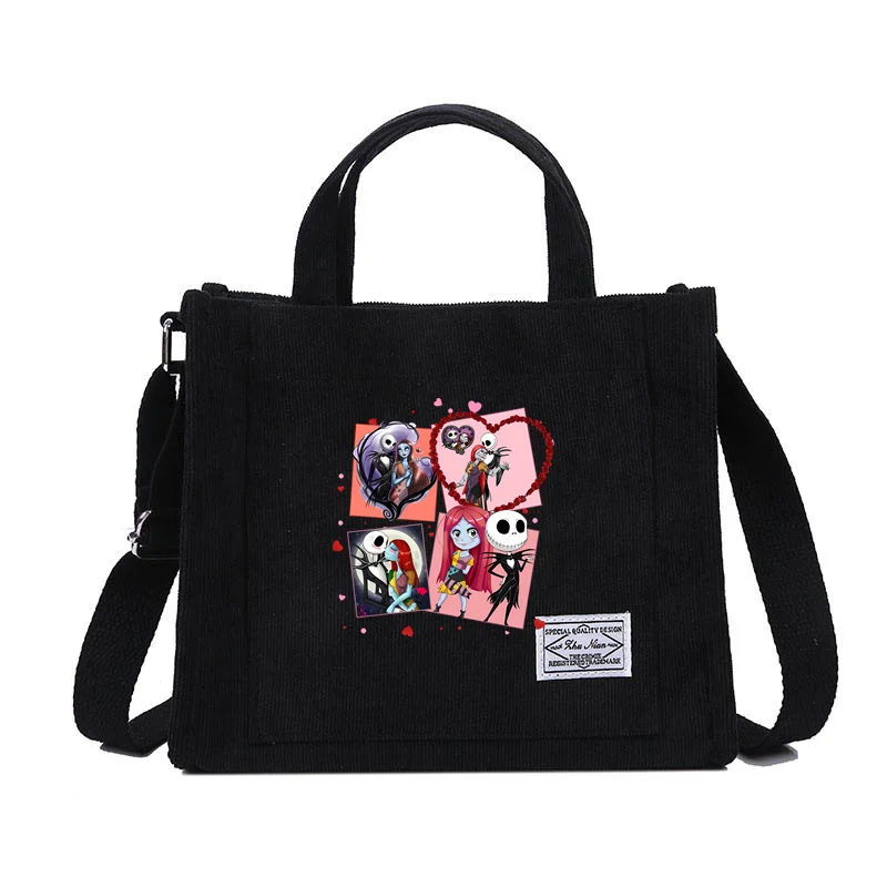 The Nightmare Before Christmas borsa in velluto a coste Disney per donna Shopper borse Messenger Girl borsa a tracolla piccola borsa a mano femminile