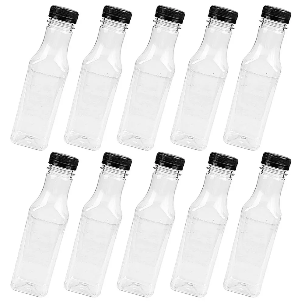 

10Pcs Thick Clear Juice Bottles Multi-Function Plastic Beverage Containers for Milk Coffee Yogurt Easy to Carry and Store