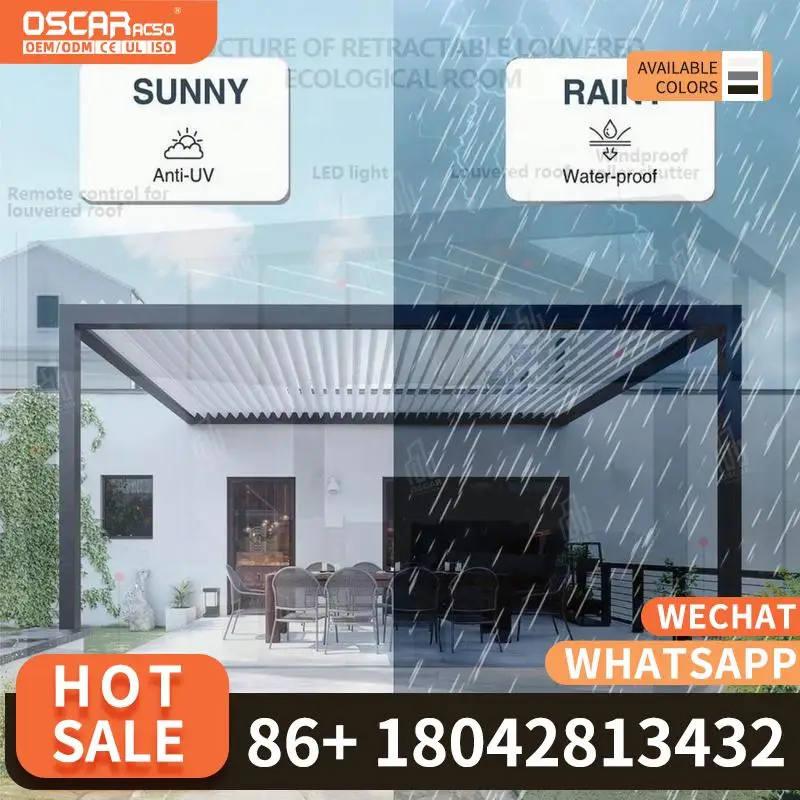 Electric Flap Shutters Aluminum Patio Canopy High end Stylish For Vacation Resorts Hotel Terraces pergolas