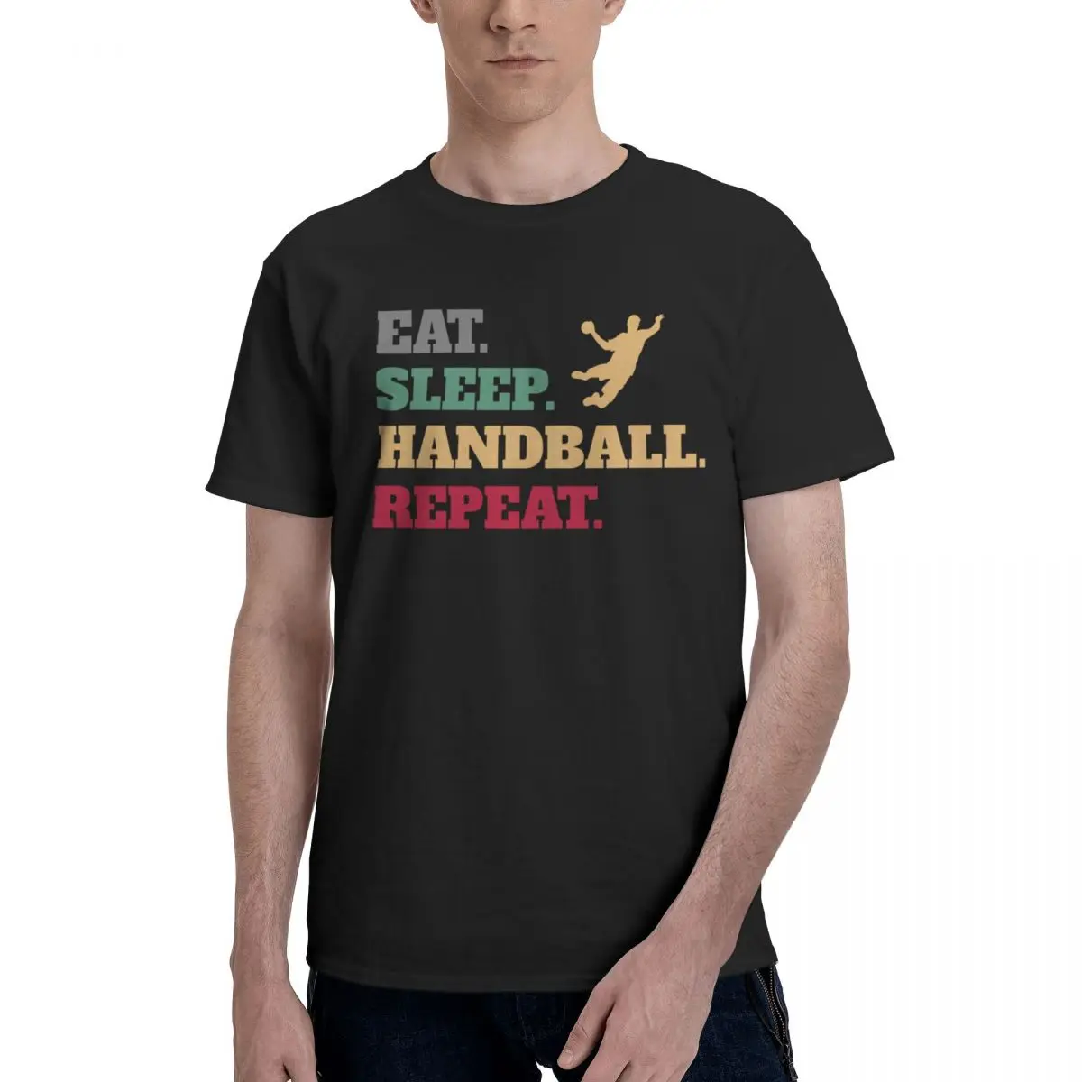 Eat Sleep Handball Repeat Tee Players Saying Handball Retro T Shirts Graphic Y2K Gifts O-neck T Shirts For Men Women Clothes