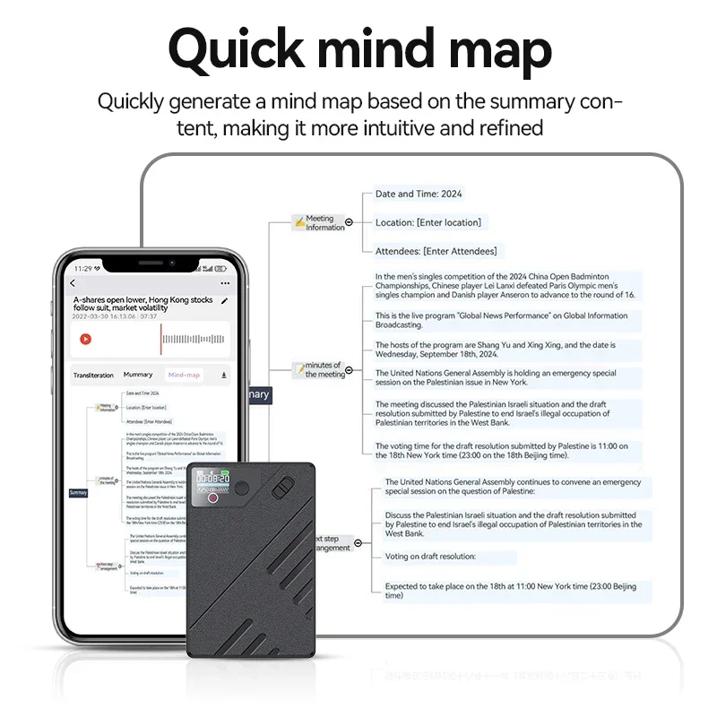 

GPT Intelligence AI Voice Recorder APP Control Audio Mind Map Real Time Transcription/Summary/Translation Phone Calls Recording