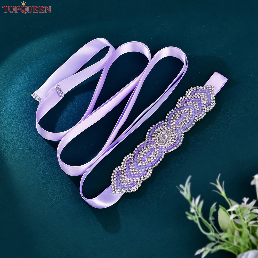 TOPQUEEN Elegant Rhinestone Belt Bridal Wedding Belt Wedding Guest Dress Sash Costume Accessories Waist Decoration S230