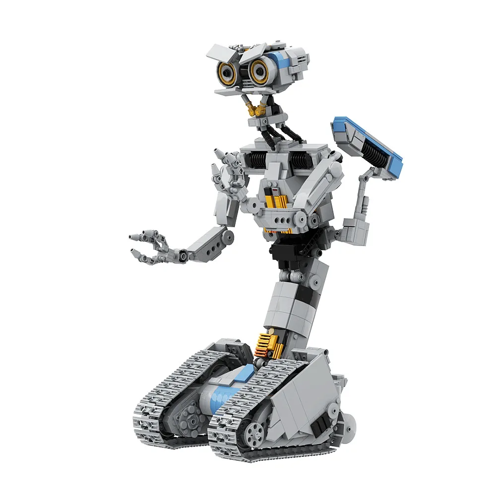 MOC Klasyczne Filmy Krótkie Obwody Mecha Johnny 5 Robot Zestaw Klocków Konstrukcyjnych Mechaniczne Bronie Model z Blachy Żelaznej Cegiełki Zabawki dla Dzieci