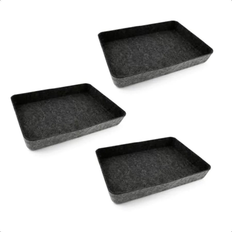 

Three by Three Seattle Felt Like It 13 x 9.5 Inch Felt Tray Drawer Organizer Fits Standard Letter Size Paper Sheets 3 Pack Char