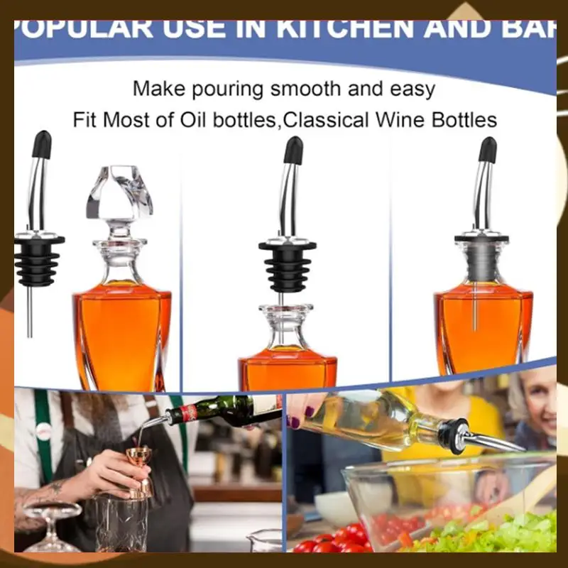 

Hot Stainless Steel Pour Spouts For Liquor Bottles, Oil, Vinegar, And Wine With Rubber Dust Caps