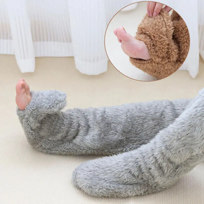 Beinlinge Lagerung Winter Flauschige Warme Bein Abdeckung Hause Über Knie Socken Dicke Lange Bein Boden Socken Für Fuß Warme Socken