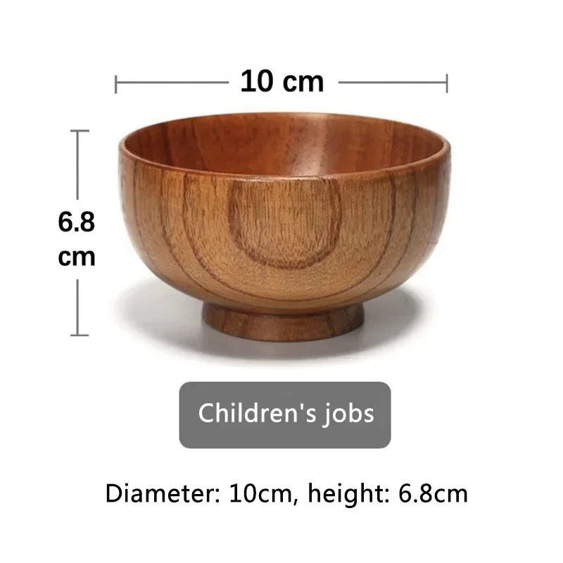 Natural Wooden Bowl Japanese Wood Rice Soup Bowl Salad Bowl Food Container Large Small Bowl for Kids Tableware Wooden Utensils