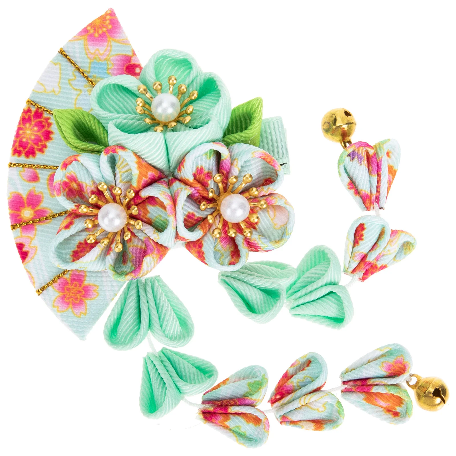 

Заколка для волос в форме веера, 1 шт., в японском стиле, из ткани и сплава, легкая, с длинными кисточками, для женщин и девочек, для вечеринок, свадеб, фестивалей