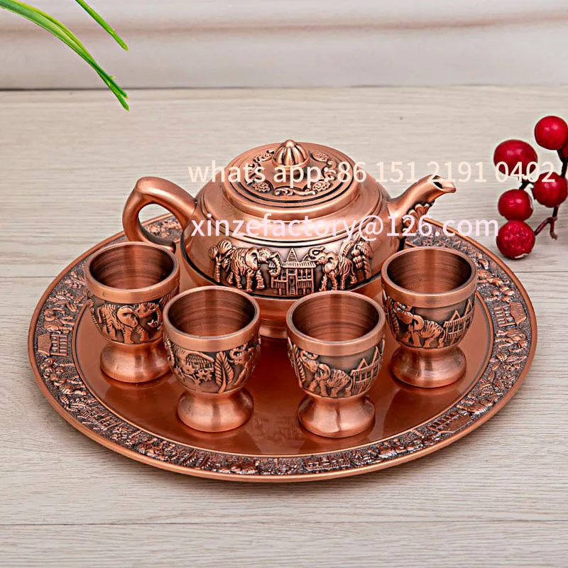 

Customizable retro bronze elephant tea tray, full set of kung fu tea set, teapot , tea room decoration