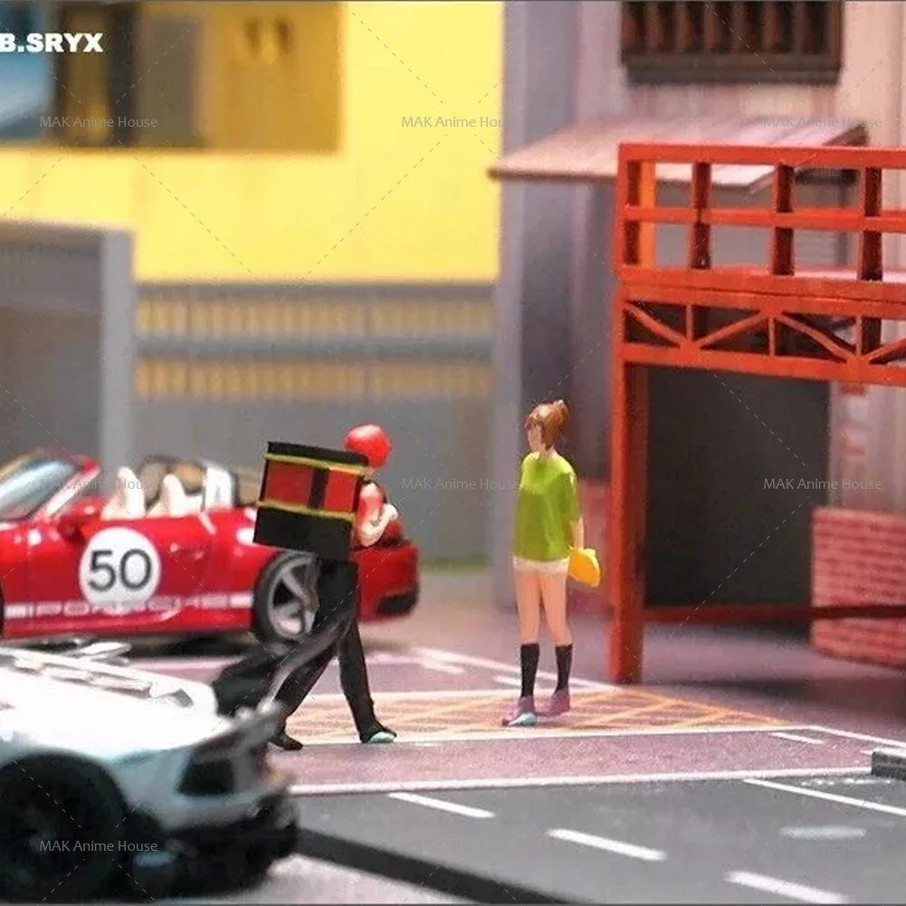 

Miniatures Figures 1/64 The Man Delivering Express Delivery And Takeout Unpainted Model Creative Photography Scene Dolls Toys