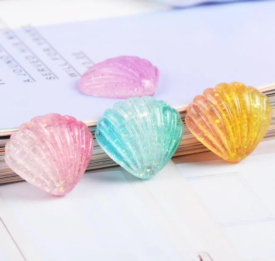 50 Kawaii Glitter Shells Resin Cabochon Kawaii Bow Shell Flatback Embellishment DIY Accessories Scrapbooking Craft Decoration