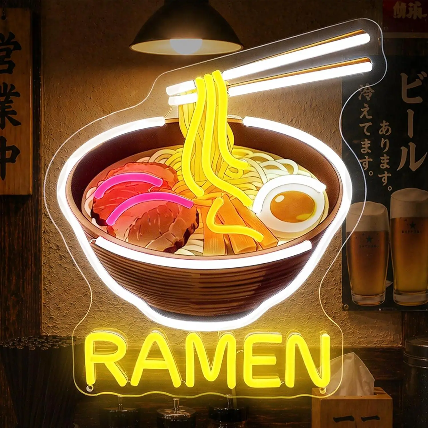 Letrero Luminoso LED USB Regulable con Diseño de Ramen para Restaurante Japonés, Izakaya, Cocina, Sushi, Decoración de Pared, Regalos