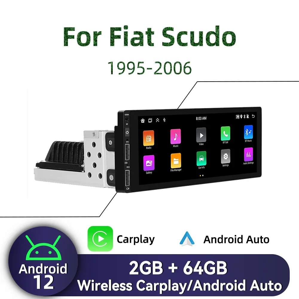 

1-диночное радио Android для Fiat Scudo 1995-2006, авторадио Carplay, Android, авто стерео 6,9 дюйма, автомобильный мультимедийный головное устройство, GPS-навигация