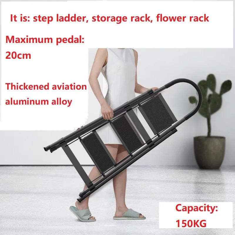 

High quality Aviation aluminum alloy household handrail folding ladder with 3 steps