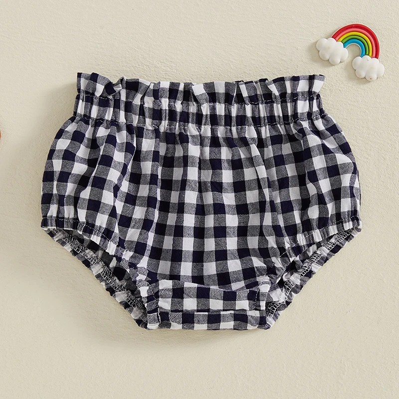 Baby Girl Summer Plaid Shorts Frill Ruffled Elastic Waist Triangle Short Pants for Baby Clothing