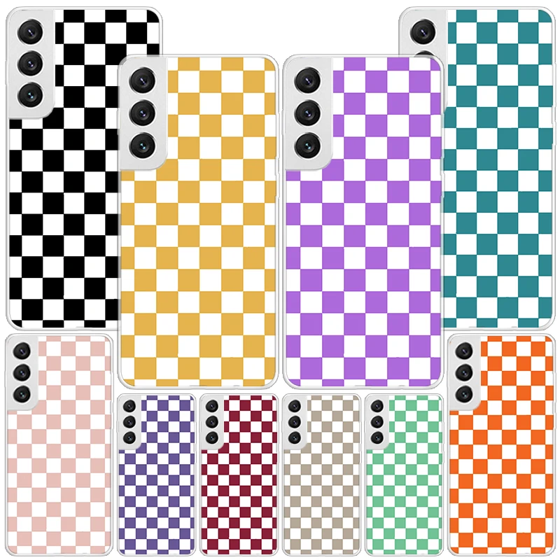 Retro Classic Chess Board Grid Phnoe Case for Samsung Galaxy S23 S24 Ultra S22 Plus S21 S20 FE S10E S10 S9 S8 + Unique Cover Coq