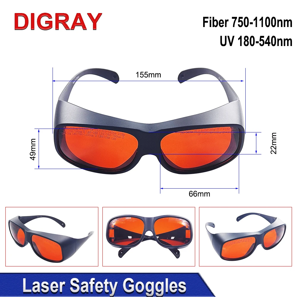 DIGRAY 355 & 532nm & 1064nm Laser Goggles Protective Glasses Shield Protection for Fiber & UV & Green Laser Safety Goggles.