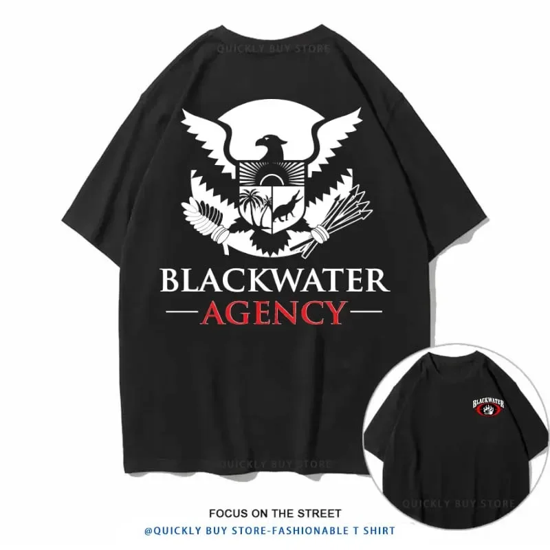 Trump Blackwater agency Military Special Operations Blackwater agency Group Warrior Men T-Shirt O-Neck Summer Short Sleeve Shirt