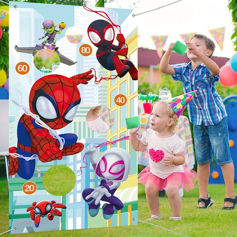 spider man Theme Party Throw Game Banner Birthday Party Decoration Children\'s Party Sandbag Game Background Toy birthday gift