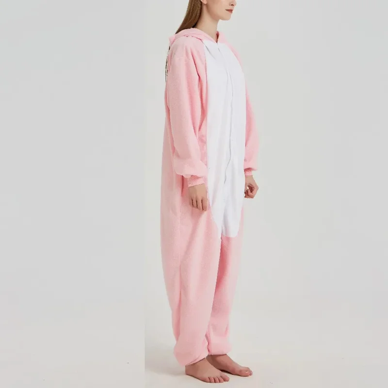 Новинка 2025 года, пижама с животными, комбинезон с кроликом для взрослых, женские комбинезоны, флисовая одежда для сна с розовым кроликом, карнавальный костюм, комбинезон, комплект из 1 предмета