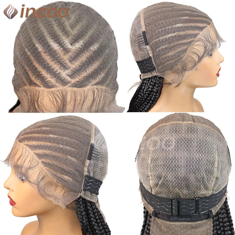 Synthetische Tribal Gevlochten Pruiken 36 "Full Lace Jumbo Gevlochten Pruik Cornrow Vlechten Kanten Pruiken Voor Zwarte Vrouwen Knooploze Dreadlock Pruik