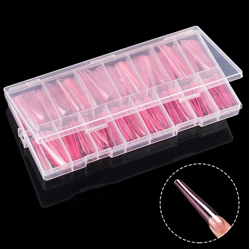 150pcs Full Cover For Extension False Nail Tips Quick Building Mold Acrylic Top Forms French Dual Nail Form With Edges Inside