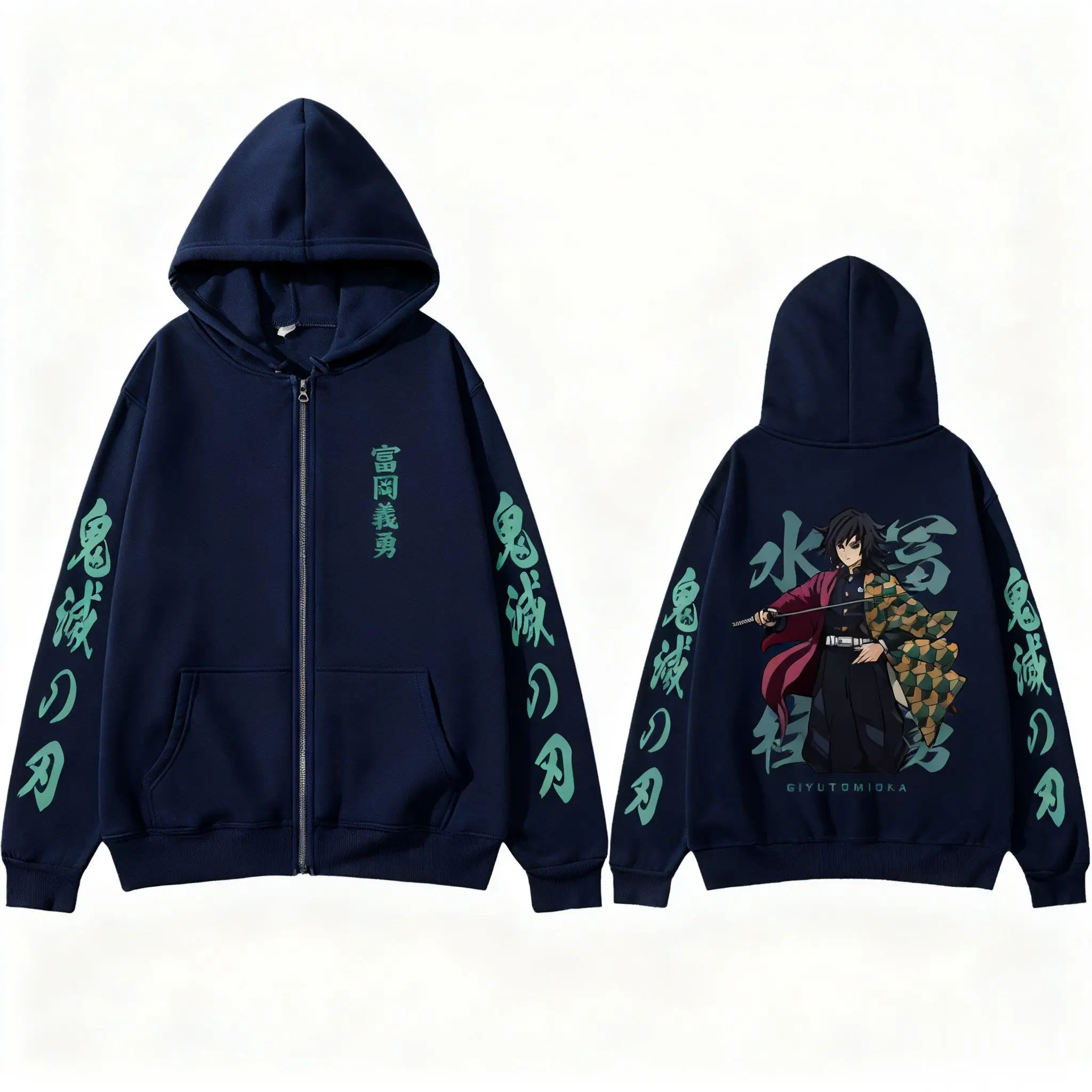 2026 Neujahr Devil Killer Tomioka Anime Hoodie mit Reißverschlussmuster Lässige Streetwear Herbst Sportbekleidung Pullover Langarm-Oberteil