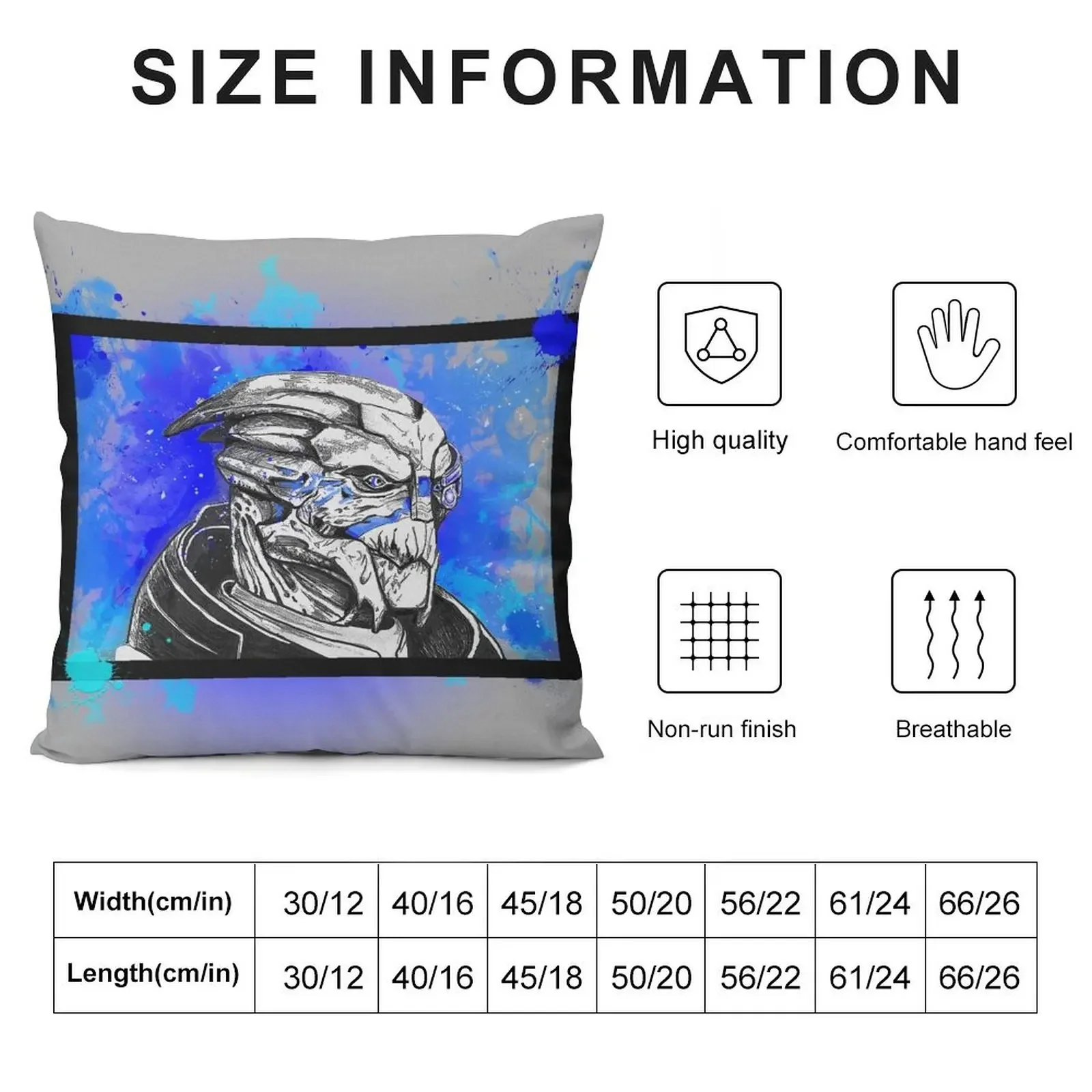 Garrus Vakarian: Mass Effect (Blue) Throw Pillow bed pillows home decor items pillow