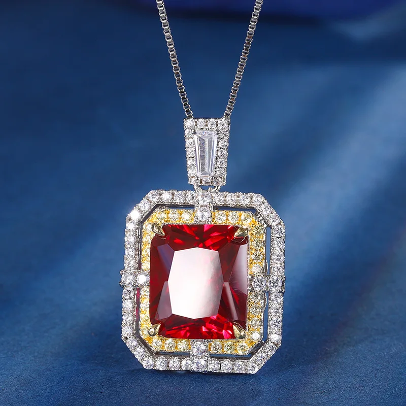 Jewelry Gold Plated Red Corundum Square Wrist Women's Set 12*16-12*14