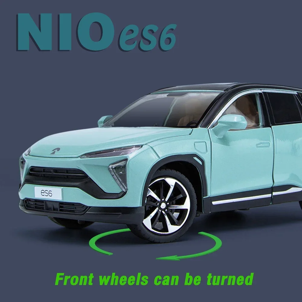 Schaal 1:24 Nio Es6 Suv Metal Diecast Legering Speelgoed Off-Road Voertuigen Auto 'S Modellen Voor Jongens Kinderen Terugtrekken Geluid En Licht