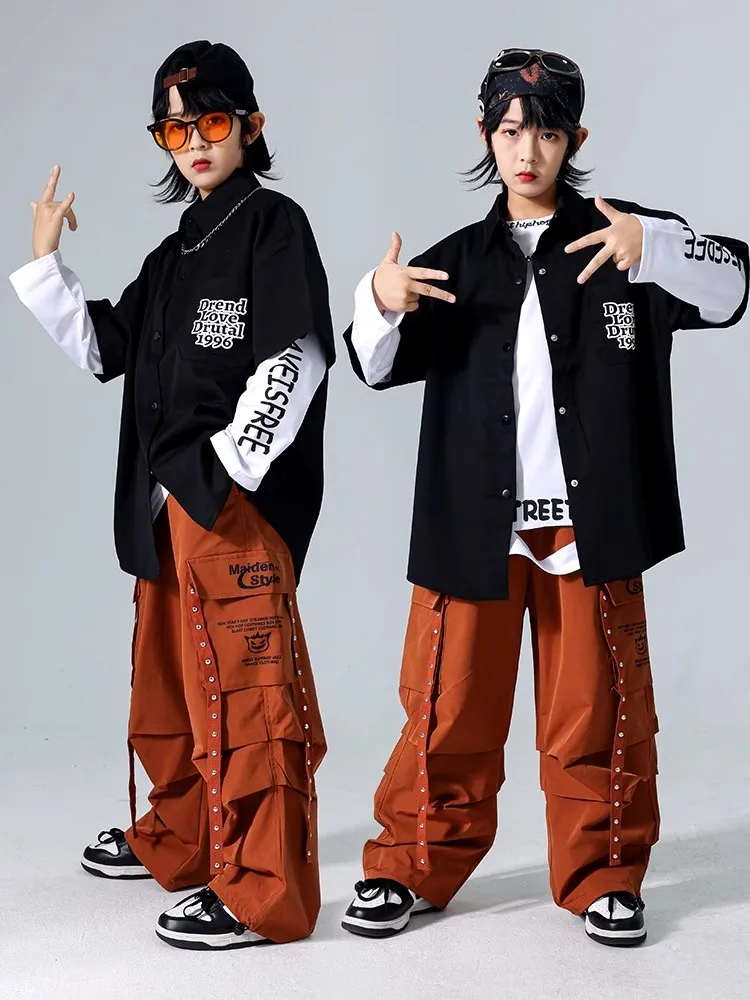 어린이 청소년 힙합 댄스 복장 소년 드럼 쇼 의류Poppin Breaking Performance Costume Girls 재즈 댄스웨어 BL14364