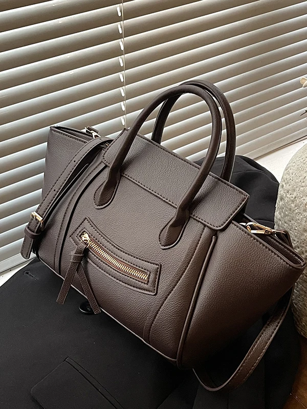 

Faionable Retro Face Tote Bag Women's Commuter oulder Crossbody Handbag Casual Simple Sle Large Size PU Leather