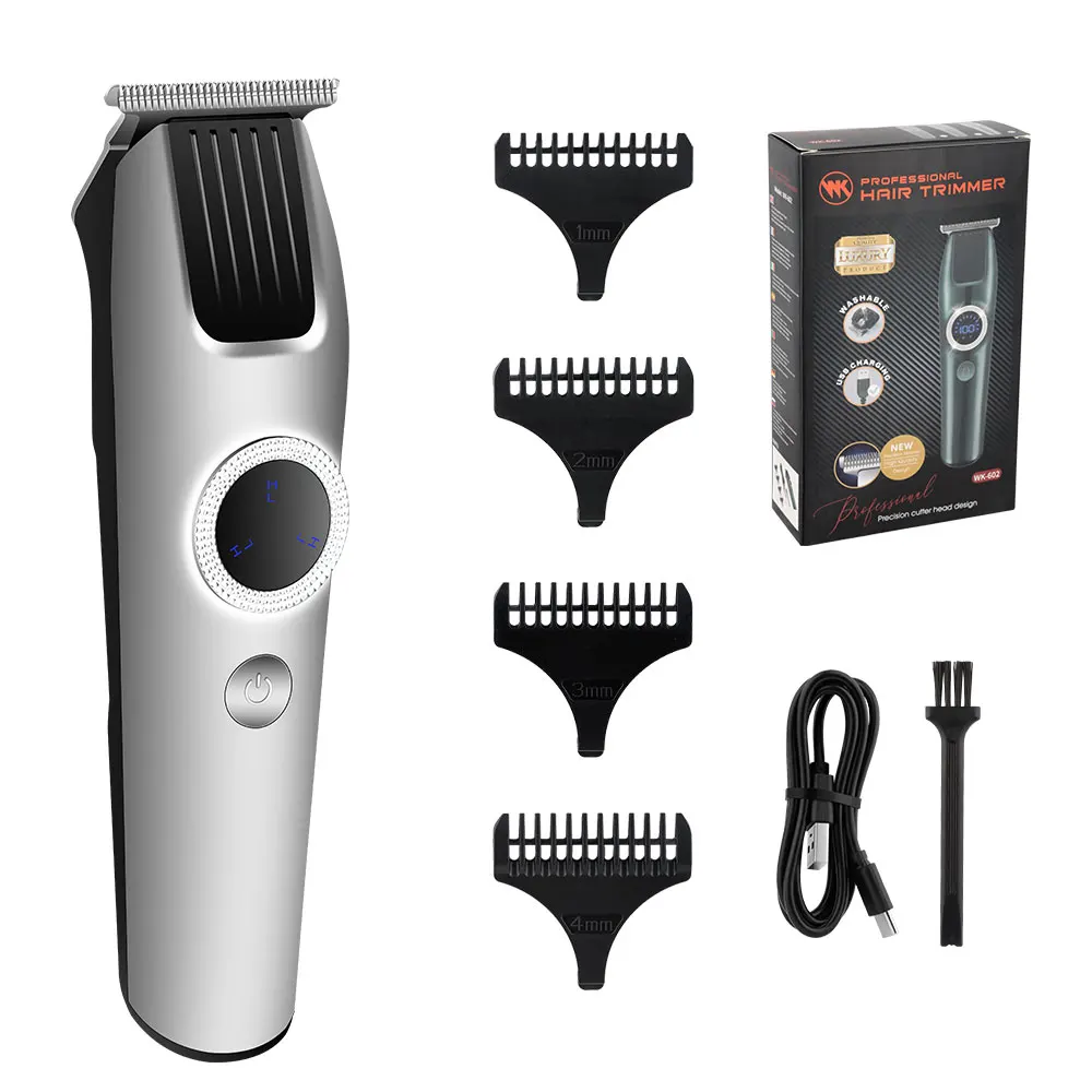 HIENA Silver Hair Clipper Professional Hair Clipper Oil Head Carving Clipper for Men's Silent Large Display Screen hair cutting