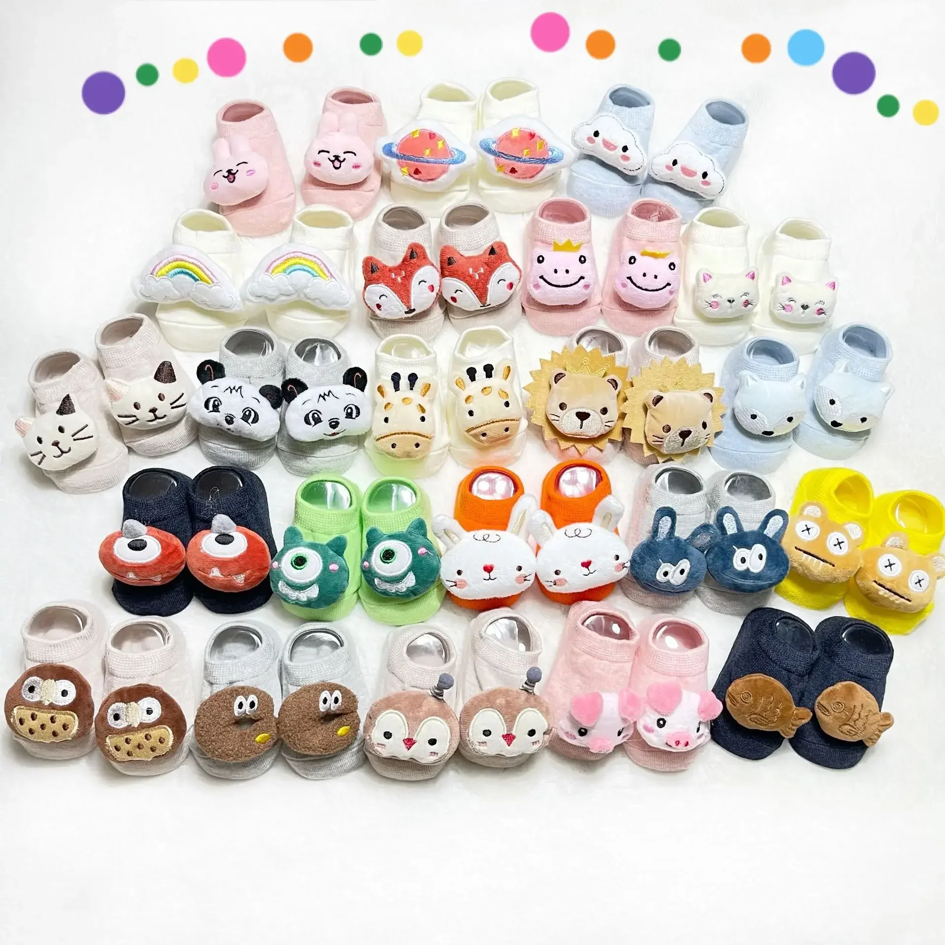 Kawaii Cotton Infant Toddler Baby Boys Girls Stitch Clothes Korean Cute Cartoon 3D Doll Newborn Rubber Anti-slip Floor Socks